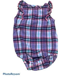 OshKosh Girls 9 Mo Purple Plaid Ruffle Bubble Romp